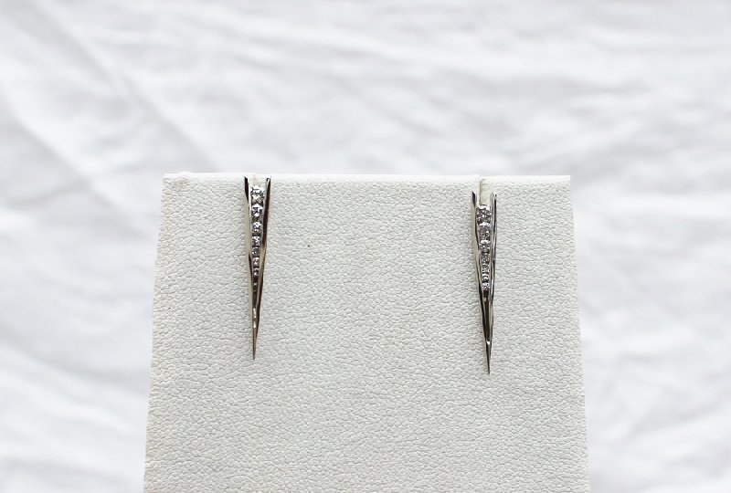 A pair of 18ct white gold earrings, - Image 2 of 5