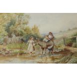 H. Hammond 
Children on a donkey, in a stream
Watercolour
Signed 
29 x 44.