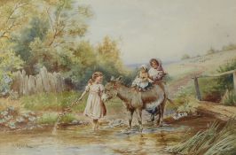 H. Hammond 
Children on a donkey, in a stream
Watercolour
Signed 
29 x 44.