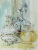 John Palmer 
Still life study of decanters and jars
Watercolour
Signed
29.5 x 23.