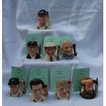 Eight Royal Doulton limited edition character jugs of famous cricketers including Jack Hobbs