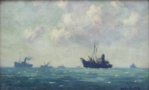 Gyrth Russell
A shipping scene
Oil on canvas laid onto board
Signed
17 x 28cm