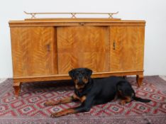 A 20th century satin walnut Beidermeier style sideboard,