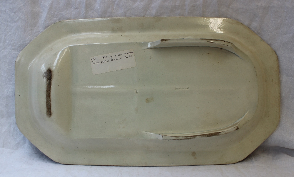 A Dillwyn & Co. pottery blue and white fish plate of rectangular form with cut corners and sauce - Image 8 of 9