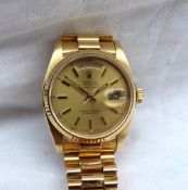 Rolex - A Gentleman's 18k Oyster Perpetual Day Date Superlative Chronometer wristwatch, ref: