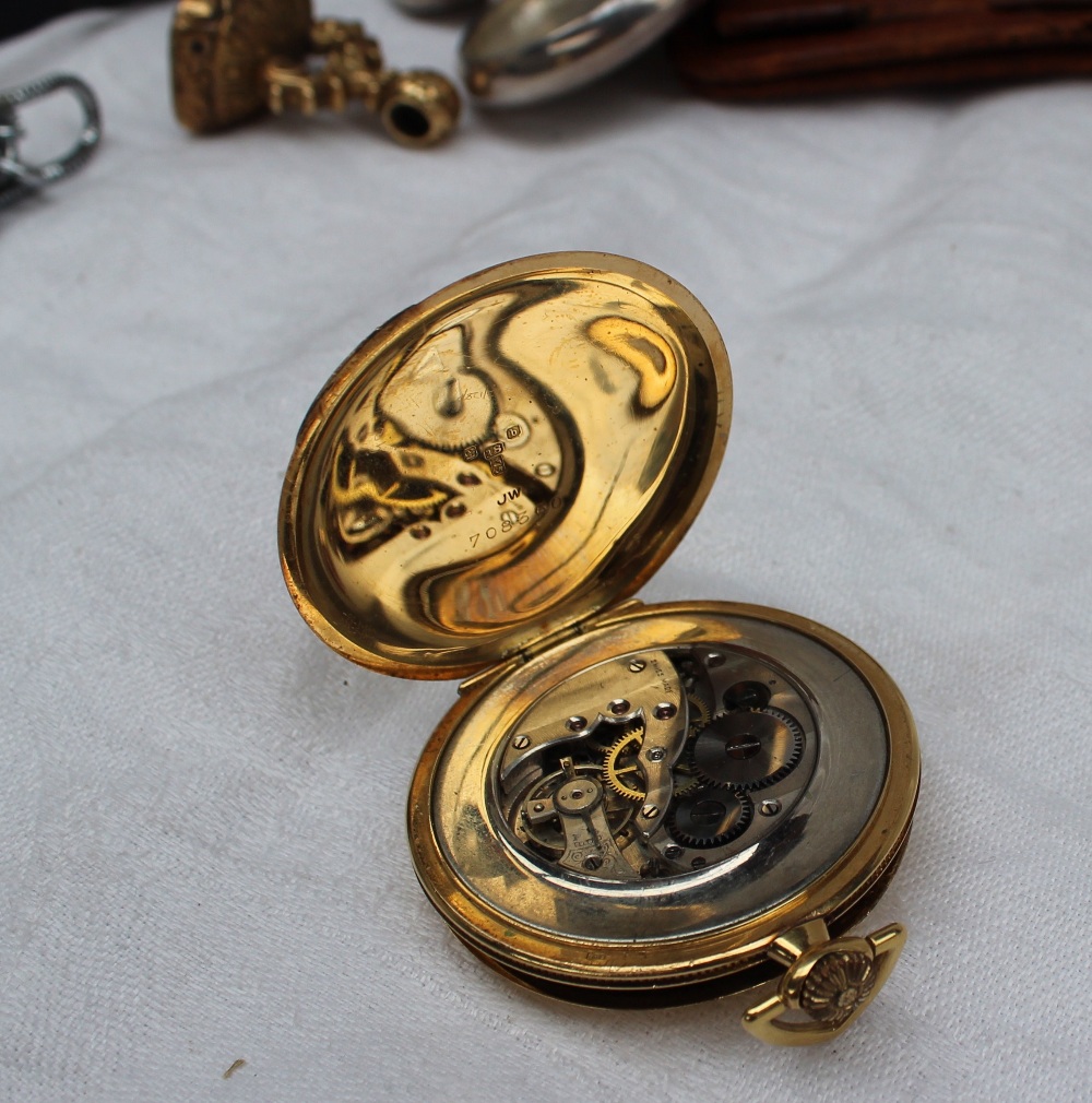 An 18ct yellow gold keyless wound open faced pocket watch, with a silvered dial, - Image 4 of 5