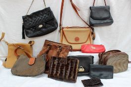 A Timberland brown leather handbag, together with a collection of handbags including Bric's,