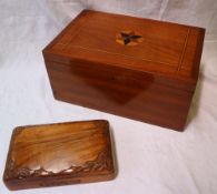 A 19th century mahogany box, of rectangular form inlaid with a star to the centre,