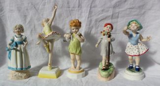 Five Royal Worcester figures including 'Monday's child is fair of face, No.3257, Tuesday's child