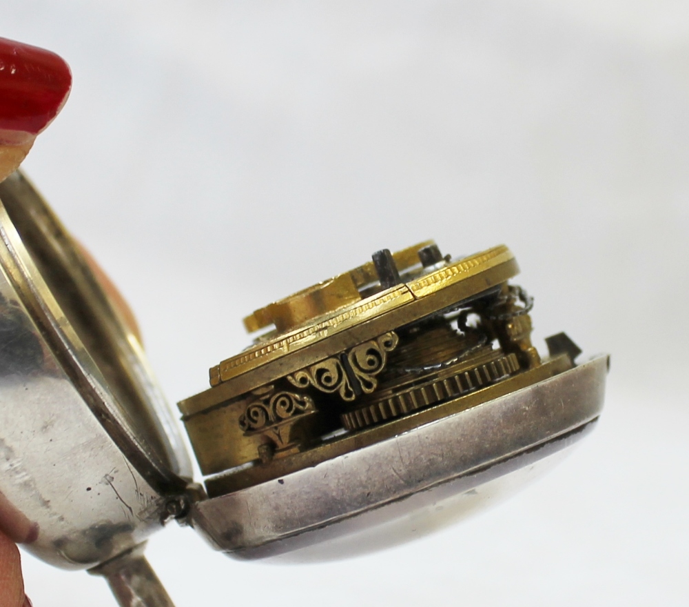 A Victorian Silver and Tortoiseshell Triple Cased Verge Pocket Watch, made for the Turkish Market, - Image 5 of 7