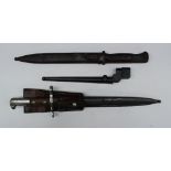 Swiss Model 1918 bayonet, blade marked 'Elsener Schwyz, Victoria', in scabbard,