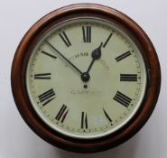 A Winterhalder and Hofmeier mahogany framed railway type timepiece,