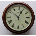 A Winterhalder and Hofmeier mahogany framed railway type timepiece,