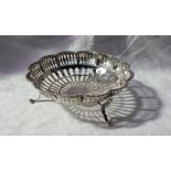A George VI silver pierced bon bon dish of lobed circular form,