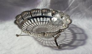 A George VI silver pierced bon bon dish of lobed circular form,