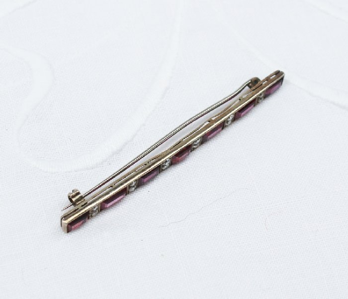 A ruby and diamond bar brooch, - Image 4 of 4