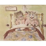 In the style of Louis Wain
Breakfast in bed charged extra
Watercolour
25.5 x 32.