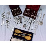 A cased set of six Victorian silver apostle spoons, London, 1880 together with  silver tea spoons,
