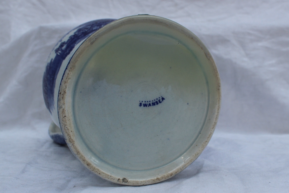 A Swansea blue and white baluster flask with a beaded top and single handle decorated with figures - Image 8 of 8