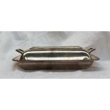 A George VI silver entree dish and cover  of rectangular form with gadrooned edge and rectangular
