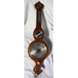 A 19th century rosewood onion topped banjo barometer, with a brass hygrometer, alcohol