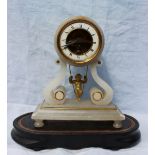 A Victorian white alabaster cased mantel clock,