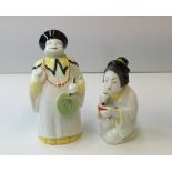 A Royal Worcester 'Mandarin' candlesnuffer, together with another 'Japanese Girl', black printed