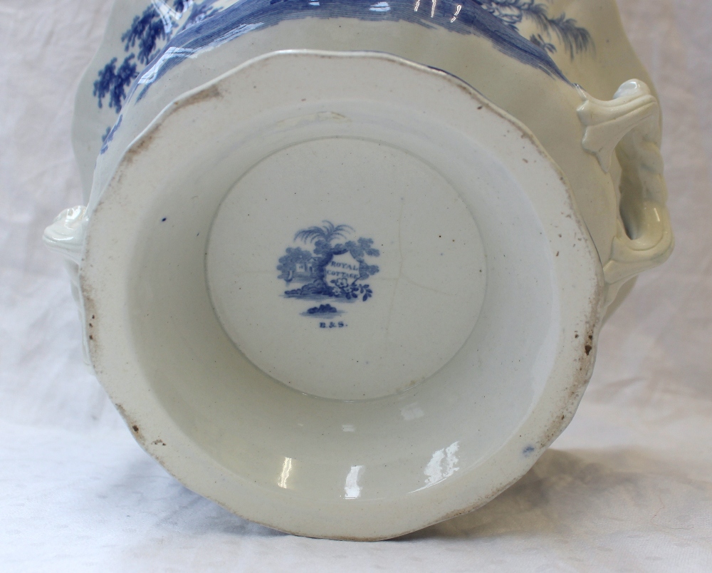 A 19th century blue and white twin handled open tureen, printed in blue and white in the 'Royal - Image 4 of 4