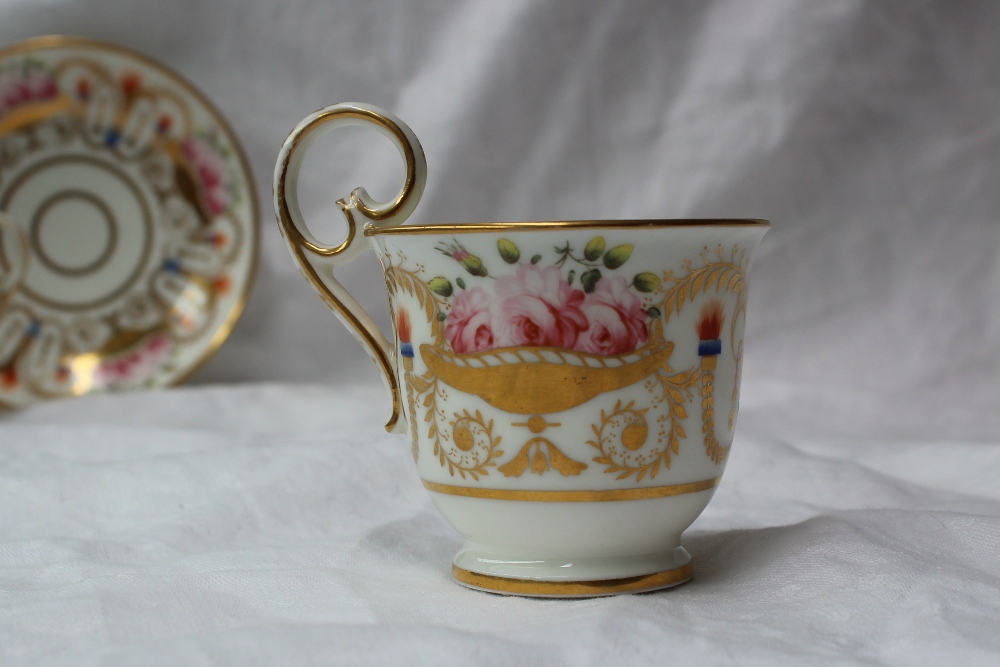A 19th century porcelain trio, comprising  coffee cup, tea cup and saucer all painted with gilt urns - Image 4 of 9