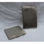 A George V silver cigarette case, of rectangular form with engine turned decoration, initialled JSL,