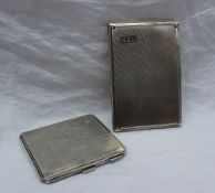 A George V silver cigarette case, of rectangular form with engine turned decoration, initialled JSL,