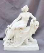 A Minton parian figure of Ariadne, modelled by John Bell after Dannecker, the goddess sitting draped
