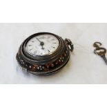 A Victorian Silver and Tortoiseshell Triple Cased Verge Pocket Watch, made for the Turkish Market,
