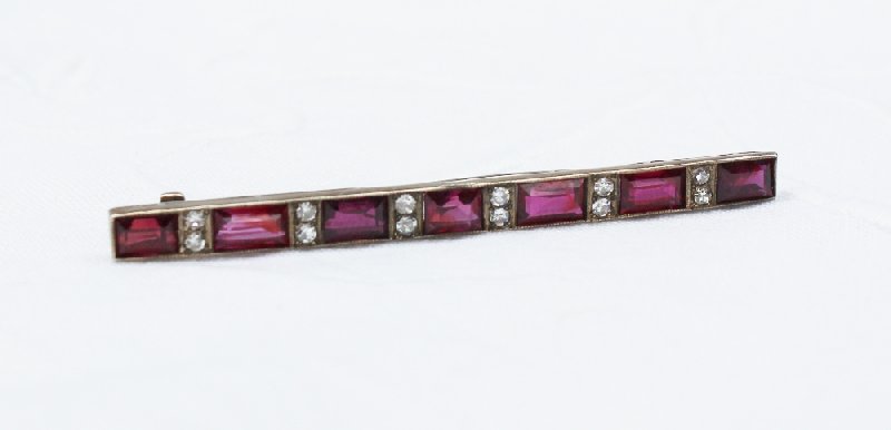 A ruby and diamond bar brooch, - Image 3 of 4