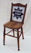 An enamelled back beechwood chair with a solid seat for "Use Venus Soap it Saves Rubbing"