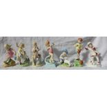 Seven assorted Royal Worcester figures modelled by F G Doughty, depicting the months of the year