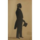 A 19th century British School
A Silhouette of a gentleman holding a top hat
Cut paper and