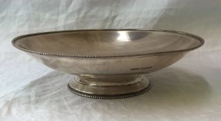 A George VI silver pedestal dish with a beaded rim on a circular beaded base, Sheffield, 1944,