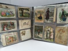 A Greetings card album containing circa 200 cards including Christmas, New Year,