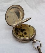 A Silver J W Benson open faced pocket watch with an enamel dial, Roman numerals and a seconds