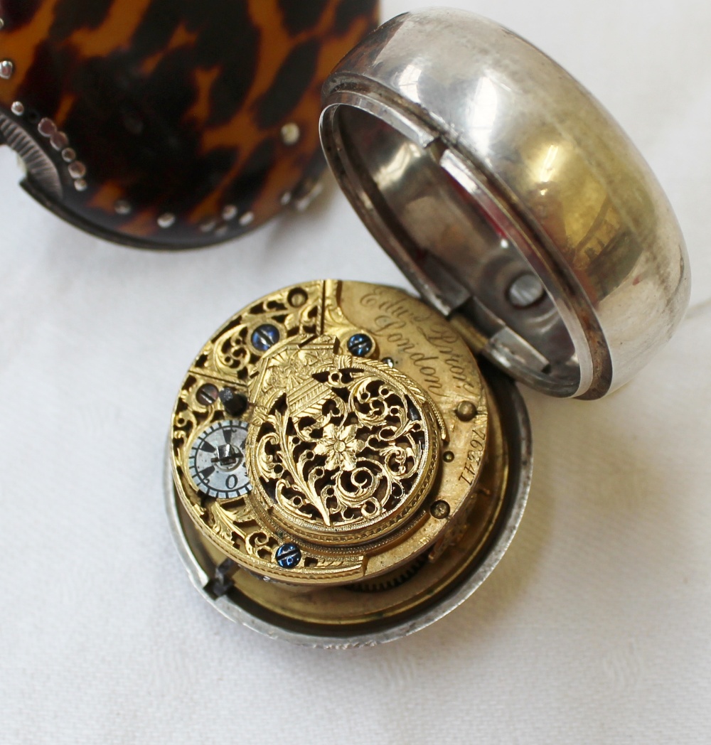 A Victorian Silver and Tortoiseshell Triple Cased Verge Pocket Watch, made for the Turkish Market, - Image 4 of 7