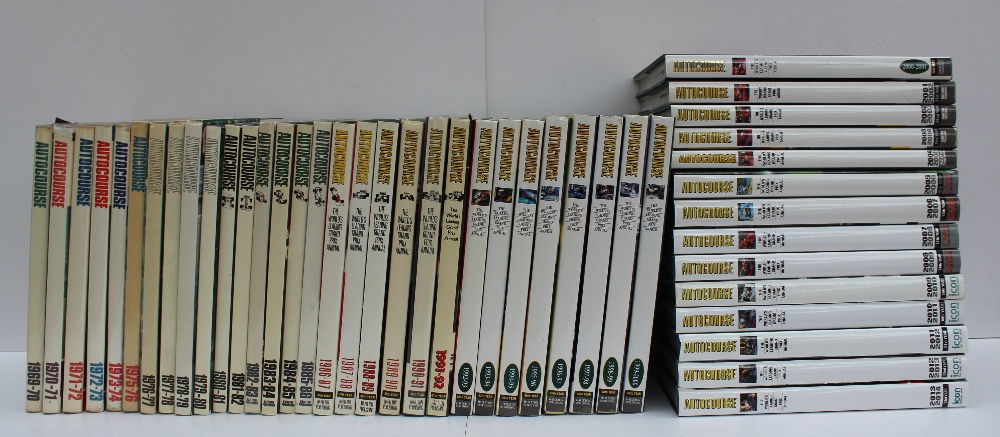 A set of 44 Autocourse hard bound book, dating from 1969 to 2013,