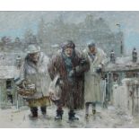 Andrew Douglas Firth 
Three old ladies caught in a snow storm
Acrylics
Signed
40 x 47cm