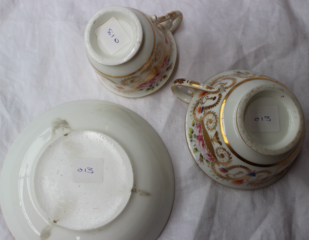 A 19th century porcelain trio, comprising  coffee cup, tea cup and saucer all painted with gilt urns - Image 8 of 9