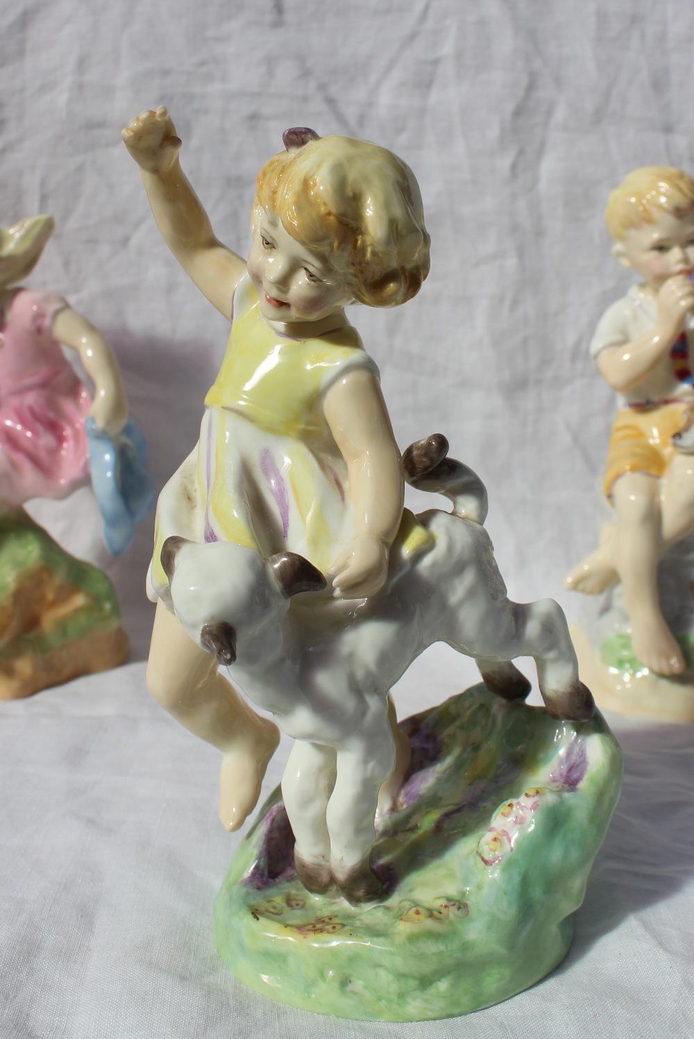 Seven assorted Royal Worcester figures modelled by F G Doughty, depicting the months of the year - Image 4 of 12