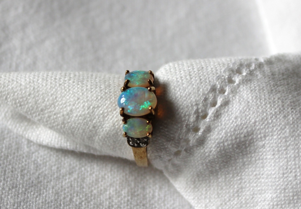 An opal & diamond ring, - Image 2 of 2