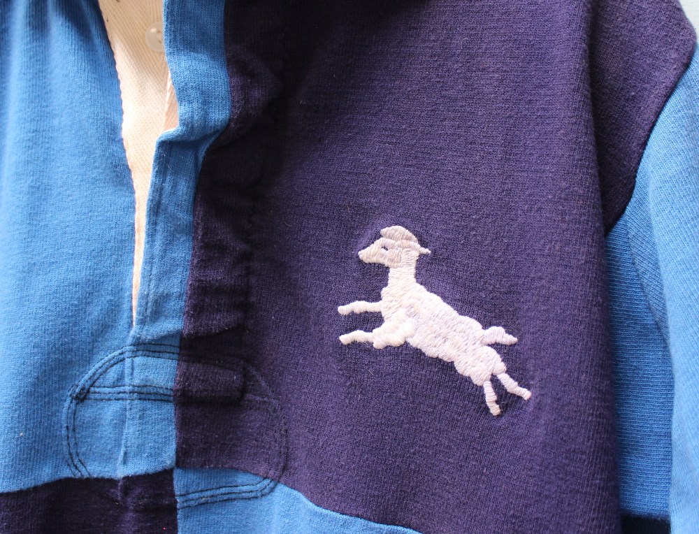 Allan Martin - A two tone Barbarians rugby jersey, embroidered with a lamb with the No. - Image 2 of 4