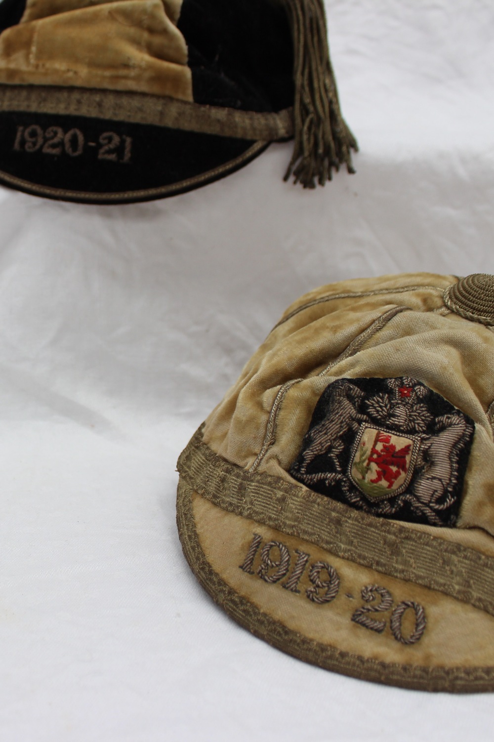 Clem Lewis - A Cardiff RFC cap with applied embroidered badge and dated 1919-20 to the peak, - Image 2 of 4