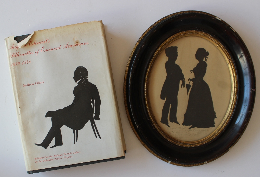 Auguste Edouart(1789-1861) 
Silhouette of "Daniel Webster & Mrs David Webster"
Cut paper 
Inscribed