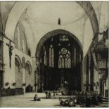 After Malcolm Osborne
A Cathedral interior
An etching
Signed in pencil to the margin 
26.5 x 27cm